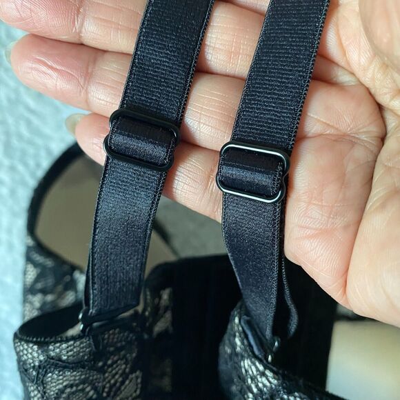 Leonisa Bra 34B Sexy Black Lace‎ Lingerie Bustier Padded Lined Designer - Picture 7 of 10